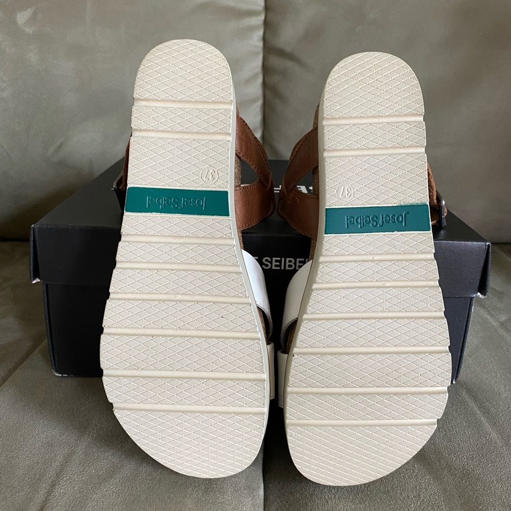 NIB Josef Seibel “Clea 10” White Kombi ladies wedge platform sandals, size EU 37 - Picture 11 of 12